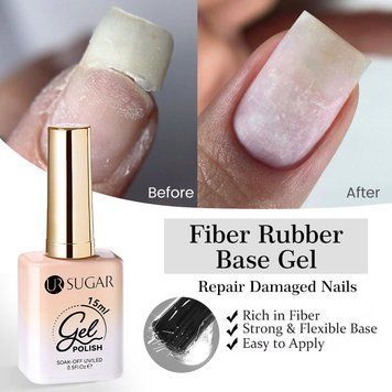 База для нігтів із нейлоновими волокнами UR Sugar Fiber Rubber Base, 15 мл 2470789386 фото