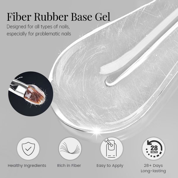 База для ногтей с нейлоновыми волокнами UR Sugar Fiber Rubber Base, 15 мл 2470789386 фото