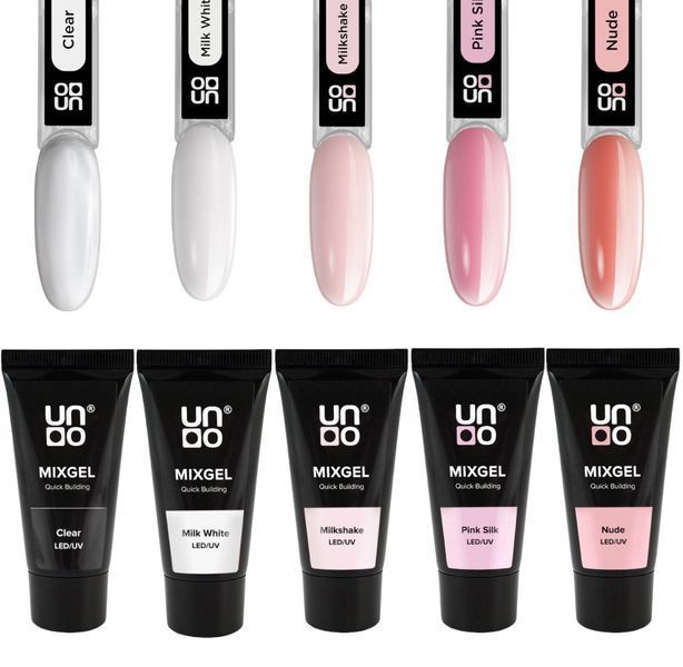Полігель Uno Mixgel, Milk White 30мл гель для наращивания ногтей камуфлирующий акригель uno 2587294506 фото