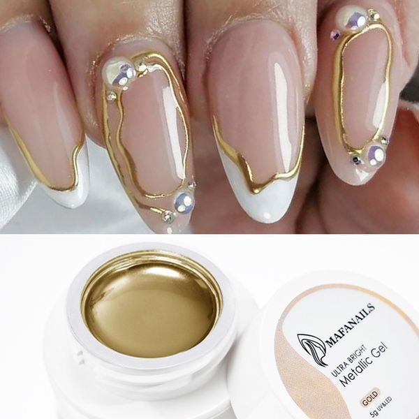 Гель краска (металлическая) жидкий металл для дизайна ногтей Metallic Gold 5ml 2210667052 фото