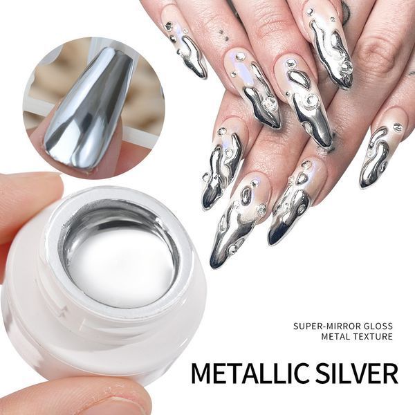 Гель краска (металлическая) жидкий металл для дизайна ногтей Mafanails Metallic Silver 5ml 2211242810 фото