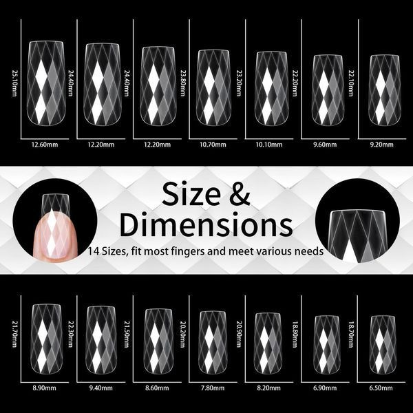Гелевые типсы 3D "Diamond", 140 шт №07 формы для наращивания ногтей гелевые формы 3D Диамант 2376731089 фото